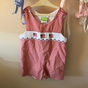 Patriotic Smocked Flag Short-all Jon Jon